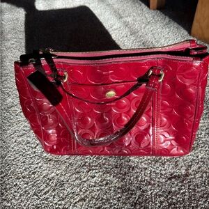 Coach Red Embossed leather Purse